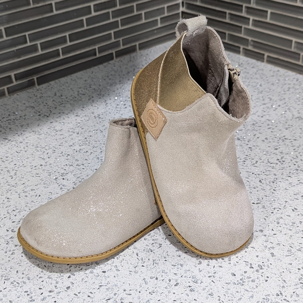 Livie And Luca Girls Wink Ankle Boot Gold Metallic Shimmer Glitter Suede Size 12 - Picture 2 of 10